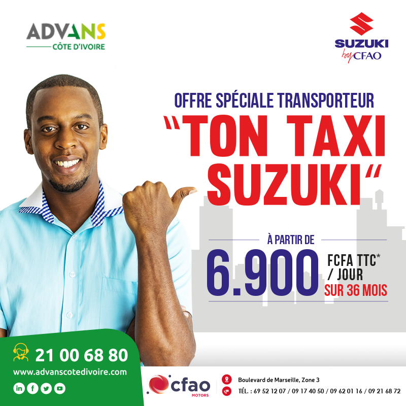 Achète ton taxi à partir de 6.900 FCFA par mois avec ADVANS