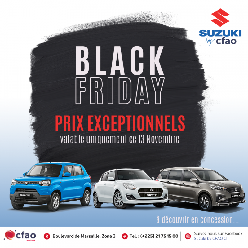 Black friday Suzuki By CFAO : Profitez des prix exceptionnels sur nos véhicules