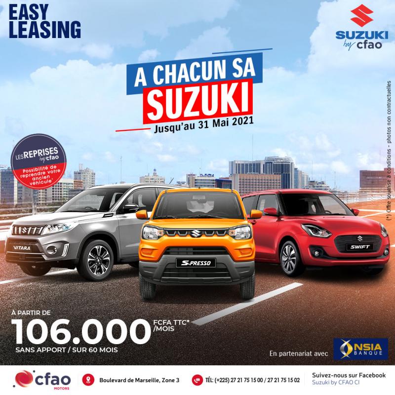 Ta Suzuki by CFAO à partir de 106.000 FCFA TTC par mois